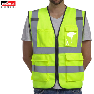 เสื้อแจ็กเก็ตสำหรับผู้ชายเสื้อแจ็กเก็ตรักษาความปลอดภัยพร้อมกระเป๋าสะท้อนแสงสีส้มเหลือง - Product Image 3