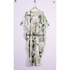 100% Cotton Women <b>Summer</b> Clothing Regular <b>Kaftan</b> Dress Plus Size Floral Print Sleepwear Women Beachwear Eco-Friendly Midi Dress - Product Image 6