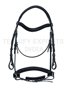 Bridon de cheval en cuir fait main avec bandeau pailleté rose et muserolle rembourrée grise, bridon équestre réglable - Product Image 4