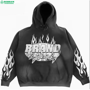 Wholesale Custom Logo Unisex Full <b>Zip</b> <b>Hooded</b> Tracksuit Sweatpants Hoodie Set Acid Wash Winter 2 Piece 100% Cotton Eco-Friendly - Product Image 2