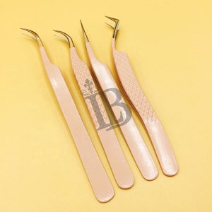 Nouvelles pinces à cils pour extensions, pinces à cils plats en vison, pinces courbées de haute qualité, en acier inoxydable, logo personnalisé disponible. - Product Image 5