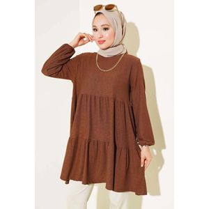 Tunique à manches élastiques Marron - Product Image 1