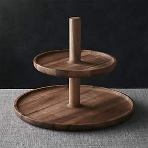 ถาดไม้อาคาเซียแบบเท้าสูงทำจากไม้อะคาเซียแท่นวางเค้กสำหรับเสิร์ฟเค้กและผลไม้ - Product Image 6