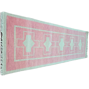 Alfombra anudada a mano de lana antigua de alta calidad 2,8x12 2,8x10 alfombra rosa para rezar corredor para sala de estar alfombras de telar hechas a mano de algodón - Product Image 2
