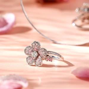 Bague de mode Jeulia Capture Beauty en argent sterling avec motif floral de fleurs de cerisier - Product Image 5