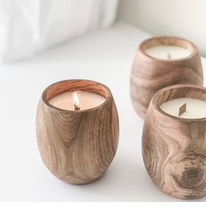 Pot à bougie en bois de qualité supérieure avec couvercle Récipient à bougie en cire de soja fait à la main pour la décoration de la maison de Noël - Product Image 6