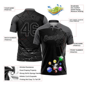 Super vente, logo personnalisé, maillot d'été respirant, évacuation de l'humidité, séchage rapide, impression par transfert thermique, chemise de golf pour hommes - Product Image 5