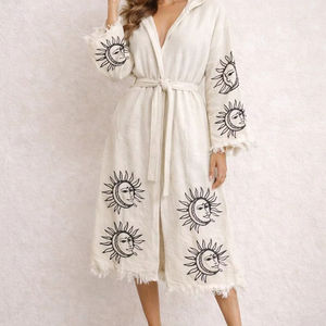 Bata de Baño con Capucha 100% Algodón Muselina para Mujer, Ligera, Estilo Spa, Kimono Boho de Playa, Bata Suave de Muselina Turca - Product Image 1