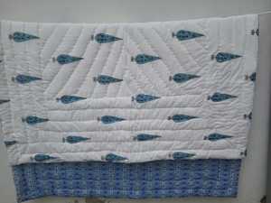 Handmade Cotton Flannel <b>Quilt</b> Red Block Printed Machine Bedding Set for Adults-<b>King</b> and Twin <b>Sizes</b> for Home and Hotel Use - Product Image 4