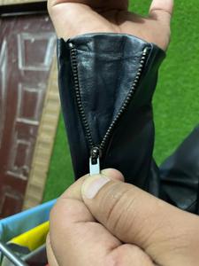 Genuine Leather <b>Jacket</b> with Woven Logo Zipper Closure Solid Pattern for Spring or Winter Season - Product Image 4