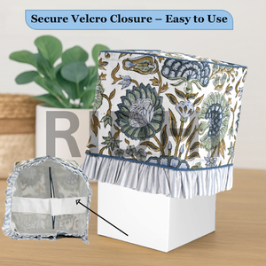 ปลอกกล่องกระดาษทิชชูลายพิมพ์คลาสสิกแบบริ้วสีเขียว ลายบล็อก  ทำจากผ้าที่เป็นมิตรกับสิ่งแวดล้อม ทนทาน  งานแฮนด์เมด  ใช้เป็นที่ใส่ผ้าเช็ดปากตกแต่ง - Product Image 2