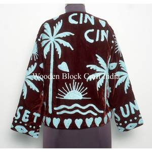 Wholesale Floral Embroidered Cotton Knitted <b>Velvet</b> Eco-Friendly <b>Jacket</b> for <b>Women</b> Handmade Suzani Ethnic Winter Coat for <b>women</b> - Product Image 5