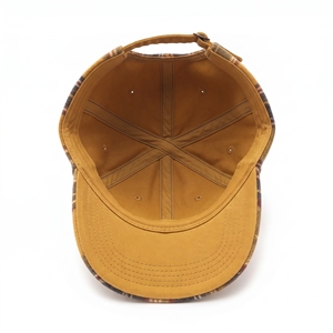 Casquette de baseball unisexe à carreaux, 6 panneaux, en flanelle, ajustable, décontractée, avec contraste de couleurs, motif jaune, marron, gris, taille adulte - Product Image 5