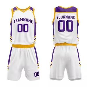Ensemble de maillots de basket-ball réversibles sublimés personnalisés Short d'uniforme grande taille pour adultes enfants Logo imprimé de l'équipe Club Sports - Product Image 1