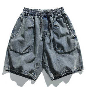 2024 Pantalones cortos con bolsillo para hombre Fit Baggy Jeans Short Dark Denim - Product Image 1