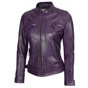 High Quality Breathable Quilted <b>Women's</b> Autumn/Winter Sheep Skin <b>Leather</b> <b>Jacket</b> with Logo Decoration - Product Image 4