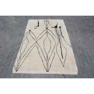 พรมตุรกีวินเทจ ขนาด 5x8 ฟุต (151x243 ซม.) ลายต้นไม้และพืชสีขาว - Product Image 1