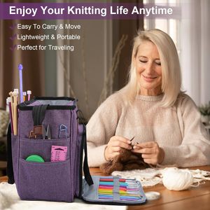 Bolsa de ganchillo personalizada organizador bolsa de almacenamiento con divisor interior y cremallera bolsas de tejer hilo para proveedores de ganchos de ganchillo - Product Image 5