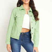 Chaqueta de mezclilla acolchada de moda para mujer, top corto informal con estampado para primavera, otoño e invierno, estilo urbano.