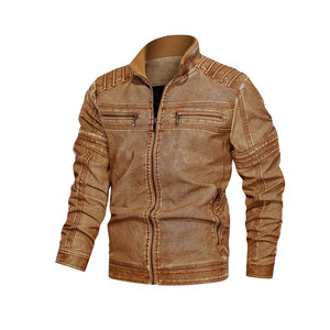 Nouvelle veste en cuir personnalisée pour hommes, blouson en cuir de grande taille pour hommes, blouson bombardier en cuir à col montant pour hommes - Product Image 3