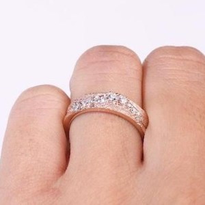 Anillo de compromiso con diamante de laboratorio, oro rosa de 14K, acabado cepillado con rodio, diamante de laboratorio tallado, para aniversario, boda, regalo para enamorados - Product Image 6