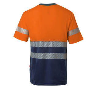 Camiseta de seguridad vial reflectante de alta visibilidad de construcción personalizada con manga corta para hombres camisetas de cinta reflectante de alta visibilidad - Product Image 2