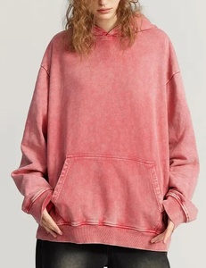 Sweat à capuche unisexe délavé à l'acide en coton polaire brodé en gros sweat à capuche d'hiver imprimé de créateur hommes femmes épaule tombante - Product Image 6