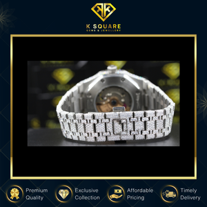 Reloj de banda de diamante de moissanita de acero inoxidable Unisex VVS resistente al agua de cuarzo automático de mayor venta a granel - Product Image 4