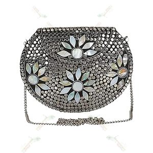 กระเป๋าคลัทช์โมเสคสไตล์โบฮีเมียนมาใหม่ไม่ซ้ำใครสำหรับกระเป๋างานเลี้ยงเจ้าสาวและอาหารค่ำสำหรับเด็กผู้หญิงที่ชายฝั่งต่ำโดยงานฝีมือ HF - Product Image 2