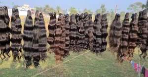 Extensions de cheveux ondulés naturels indiens bruts luxueux Paquets de cheveux humains Remy vierges doux Trames épaisses rebondissantes et non transformées - Product Image 4