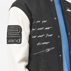 Veste universitaire personnalisée pour hommes, col montant en tissu de laine de haute qualité, broderie de style letterman, manches en cuir, ordre de fabrication - Product Image 5