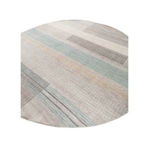 Tapis en laine afghane noué à la main Blythe Blue, design rectangulaire rayé bohème en patchwork pour usage domestique - LSEA-1197 Tapis de chambre - Product Image 2