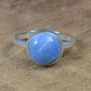 Peruvian <b>Blue</b> <b>Opal</b> Round Gemstone <b>Ring</b> 925 Sterling Silver Handmade Unique <b>Blue</b> Jewelry October Birthstone Gift for Birthday - Product Image 2