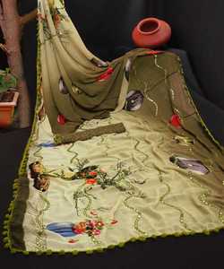 Sana soie broderie travail Saree avec chemisier pièce femmes indiennes portent pas cher bas prix fabrication en gros Surat vêtement - Product Image 3