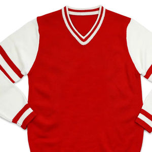 Custom Logo Printed 100% Cotton <b>Fleece</b> Sweatshirts <b>Red</b> White Sorority Streetwear Unisex <b>Red</b> Sweatshirts V-Neck Design - Product Image 4