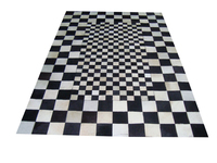 Großhandelslieferant Premium-Qualität Moderner Karierter Teppich Bestickter Kuhfell-Teppich 1500-1800 GSM Natürliches Fellgefühl Rutschfest PET