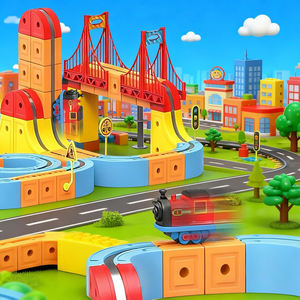 Set de Tren Eléctrico DIY, Pista de Carreras con Tren y Señales de Tráfico, Pista de Carreras Magnética - Product Image 3