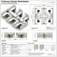 Bureau de travail modulaire moderne en forme de L avec cloison d'intimité et étagère de rangement centrale