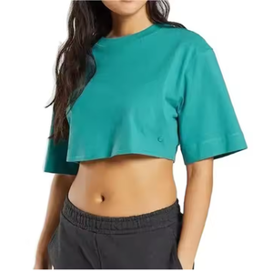 BD Active Wear Women's <b>Crop</b> <b>Top</b> T-Shirt Comfortable Short Length Slim Fit Bow Collar Solid Pattern Logo Decoration for Summer - Product Image 2