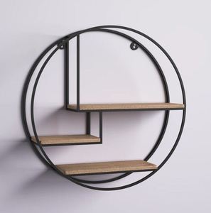 Étagères murales flottantes en bois massif en trois parties en forme d'hexagone étagère de rangement murale pour la maison hôtels salon cuisine décor - Product Image 6