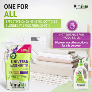 Détergent à lessive liquide végétalien universel AlmaWin Custom 2, hautement concentré, naturel, écologique, 1,5 L, sac de recharge Eco-Pack - Product Image 4