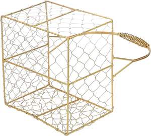 Panier de rangement en métal couleur or de forme ovale pour fêtes d'anniversaire panier de pique-nique en vrac - Product Image 6