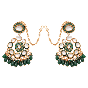 Pendientes de Flores Étnicas Chapados en Oro Meenakari, Pendientes de Novia de Diseño, Tamaño Personalizado, Regalo para Mujer - Product Image 3