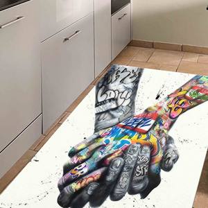 Alfombra con Diseño de Grafiti, Alfombra con Estampado de Manos Enamoradas, Alfombra Impresa, Alfombra Delgada No Tejida - Product Image 3