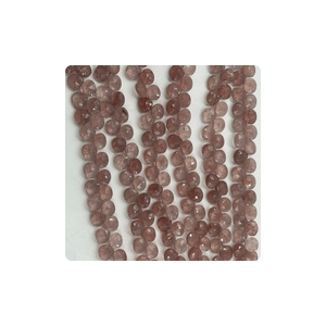 Cuentas Briolette con forma de corazón facetadas de cuarzo rosa fresa Natural de calidad superior 7mm aproximadamente 8 pulgadas hebra para la fabricación de joyas - Product Image 2