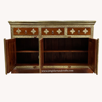 Armoire de rangement de salon coin bois laiton travail deux portes Buffet armoire Buffet rétro pour salle à manger