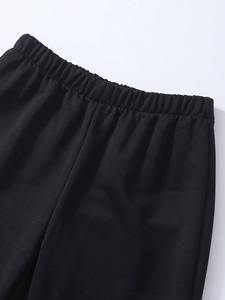 Pantalon de jogging tendance pour femme avec logo personnalisé d'usine OEM, en coton French Terry, avec strass, style streetwear, coupe évasée - Product Image 3