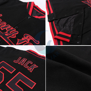 Veste universitaire de baseball brodée en chenille rouge personnalisée haute rue support Letterman hiver laine cuir livraison aérienne disponible - Product Image 6