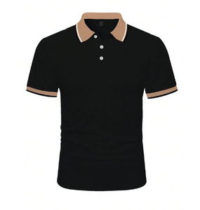 Col personnalisé vierge uni pour chemise homme, impression par transfert thermique de logo personnalisé, 100 % coton tricoté pour chemises - Product Image 1