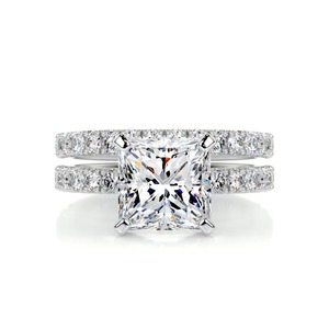 แหวนหมั้นเพชร Moissanite รูปเจ้าหญิงสีขาวเต็มรูปแบบเครื่องประดับที่กําหนดเองแหวนสวยแหวนหมั้นที่ดีที่สุดสําหรับผู้หญิง - Product Image 4